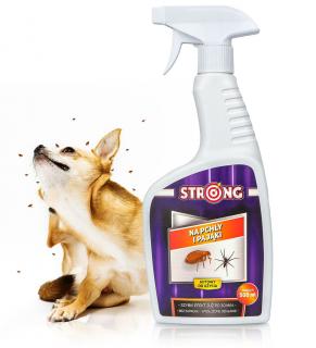Środek na pchły do budy, kojca i legowiska. Skuteczny spray na pchły i pająki wewnątrz i na zewnątrz pomieszczeń STRONG 500 ml