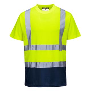 T-shirt ostrzegawczy Portwest S378, kolor żółty/granatowy