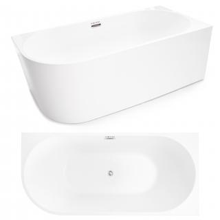 Wanna wolnostojąca przyścienna NAROŻNA PULA PRAWA 170 x 80 cm biała system przelewowy