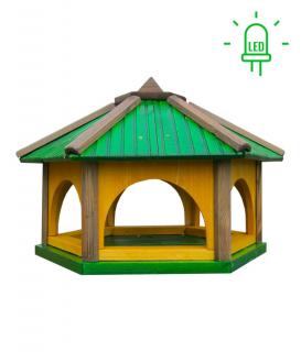 Karmnik dla Ptaków Drewniany LED Zielony KL60S