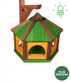 Karmnik dla Ptaków Drewniany z Wieszakiem LED W1Z