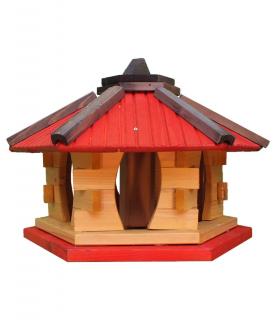 Karmnik dla Ptaków Drewniany z Wsypem Czerwony KW51