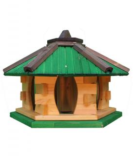 Karmnik dla Ptaków Drewniany z Wsypem Zielony KW51