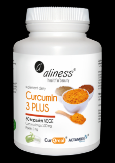 Aliness Curcumin 3 PLUS z piperyną VEGE caps - 60 kaps.