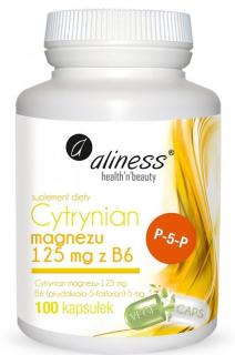 Aliness Cytrynian magnezu 125mg z B6 (P-5-P) VEGE caps - 100 kaps.