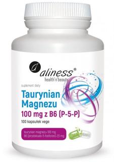 Aliness Taurynian magnezu 100mg z B6 (P-5-P) VEGE caps - 100 kaps.
