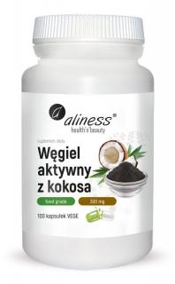 Aliness Węgiel aktywny z kokosaFood Grade 300mg VEGE caps - 100 kaps.