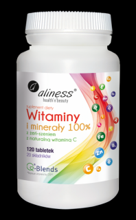 Aliness Witaminy i minerały z żeń-szeniem i naturalną witaminą C - 120 tabl.