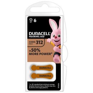 Bateria typ 312 / PR41 do aparatów słuchowych - Duracell - 6szt.