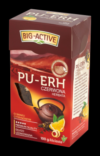 BIG-ACTIVE Herbata czerwona Pu-Erh - cytryna liść 100g