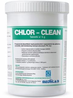 CHLOR-CLEAN - Preparat w tabletkach do jednoczesnego mycia oraz dezynfekcji 200szt.