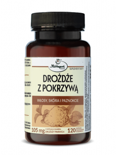 DROŻDŻE Z POKRZYWĄ włosy, skóra paznokcie - 120 kaps.