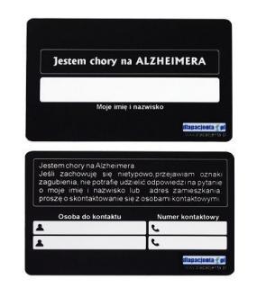 Karta informacyjna Jestem chory na ALZHEIMERA czarna