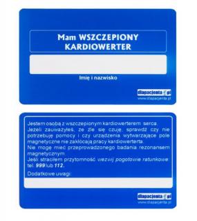 Karta informacyjna Mam WSZCZEPIONY KARDIOWERTER granatowa