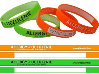 Opaska silikonowa na nadgarstek - Jestem alergikiem - Zielony