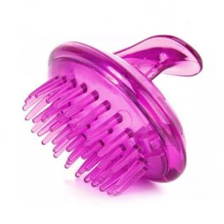 Silikonowa szczotka do mycia i masażu głowy - różowa