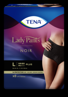 TENA Lady Pants Plus L NOIR/czarne - bielizna chłonna dla kobiet 8szt.