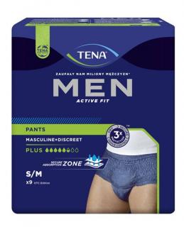 TENA Men Pants Plus Blue S/M - bielizna chłonna dla mężczyzn 9szt.