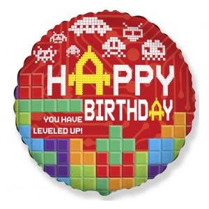 Balon foliowy 18" FX - Happy Birthday- BRICKS