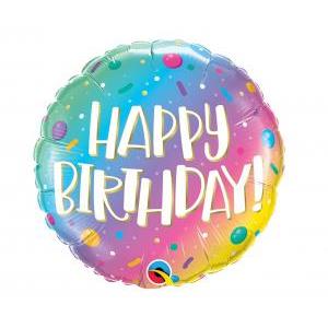 Balon foliowy 18" QL CIR "Happy Birthday - Ombre D