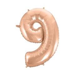 Balon foliowy "Cyfra 9",różowo-złota,92 cm
