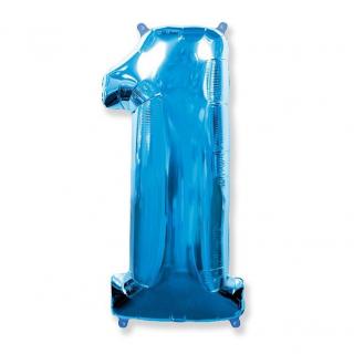 Balon foliowy FX - "Number 1 " niebieski, 95cm