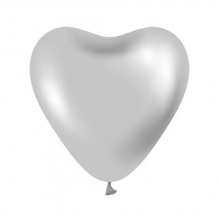 Balony Beauty  platynowe srebrne serca12"/6s