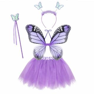 Zestaw Motyl fiolet:spódnica skrzydła różdżka opas