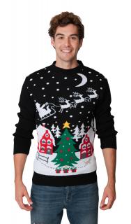 Czarny sweter świąteczny z choinką