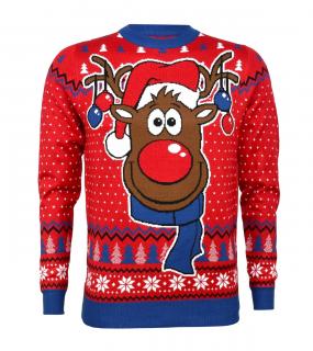 Czerwony sweter świąteczny - renifer