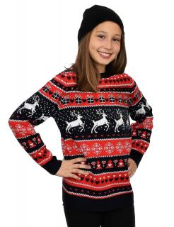 Granatowy norweski sweter świąteczny dziecięcy