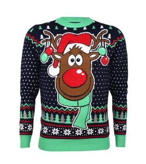 Granatowy sweter świąteczny - renifer