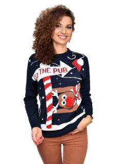 Granatowy Sweter świąteczny TO THE PUB z reniferem