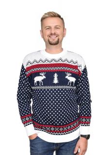 Granatowy sweter świąteczny wzór norweski