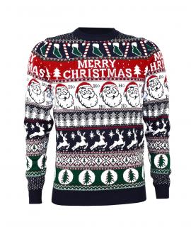 Męski Sweter w świąteczne motywy - granatowy