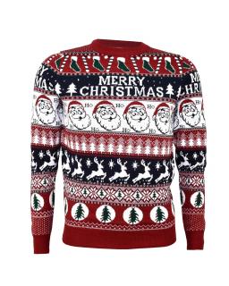 Męski sweter w świąteczne motywy - karminowy
