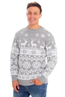 Sweter świąteczny jasno szary w stylu norweskim