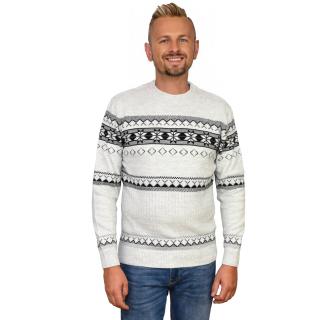 Sweter świąteczny norweski jasnoszary