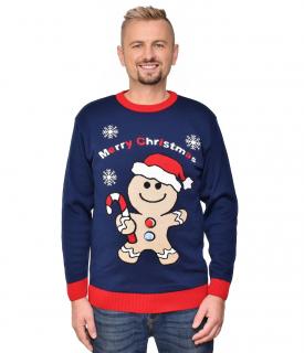 Sweter świąteczny piernikowy ludzik z guzikami 3D