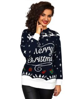 Sweter świąteczny z białym napisem MERRY CHRISTMAS