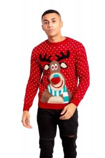 Sweter świąteczny z reniferem nos 3D