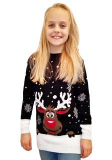 Sweter z reniferem dla dziecka - czarny