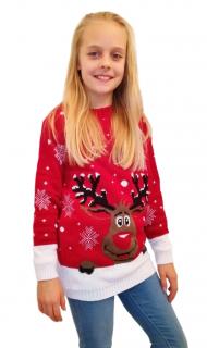 Sweter z reniferem dla dziecka - czerwony