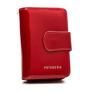 PETERSON skórzany portfel damski 425214-SAF ochrona RFID czerwony lakier 425214-SAF