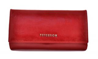PETERSON skórzany portfel damski PL466 czerwony RFID ochrona