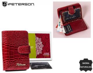 PETERSON skórzany portfel damski PTN CR-602 czerwony RFID PTN CR-602-0738 RED