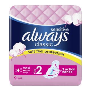Always Classic Sensitive podpaski ze skrzydełkami 9szt.