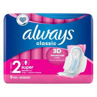 Always podpaski ze skrzydełakmi Classic Super 9szt