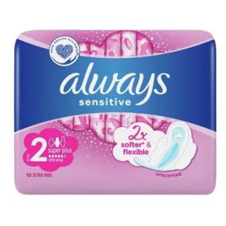 Always Sensitive Ultra Super Plus podpaski ze skrzydełkami rozmiar 2 10szt.