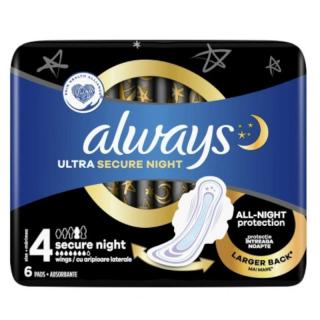 Always Ultra Secure Night Podpaski 6 sztuk rozmiar 4
